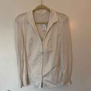 Akris Punto White Mesh Sleeve Blouse